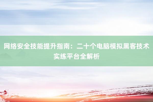 网络安全技能提升指南：二十个电脑模拟黑客技术实练平台全解析